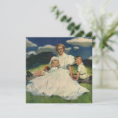  Moederdag, mama met kinderen Kaart (Staand voorkant)