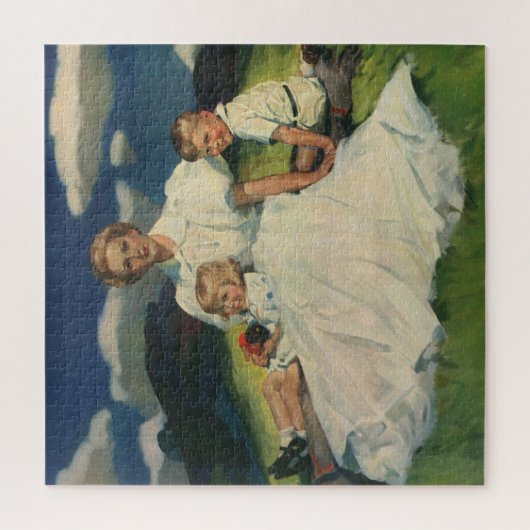  Moederdag, mama met kinderen Legpuzzel (Verticaal)