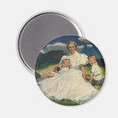  Moederdag, mama met kinderen Magneet (Voorkant / Achterkant)