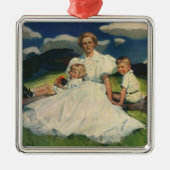  Moederdag, mama met kinderen Metalen Ornament (Voorkant)