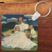  Moederdag, mama met kinderen Sleutelhanger (Achterkant)