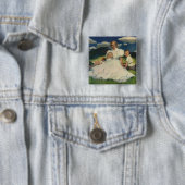 Moederdag, mama met kinderen Vierkante Button 5,1 Cm (In situ)