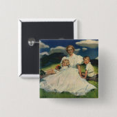 Moederdag, mama met kinderen Vierkante Button 5,1 Cm (Voorkant /achterkant)