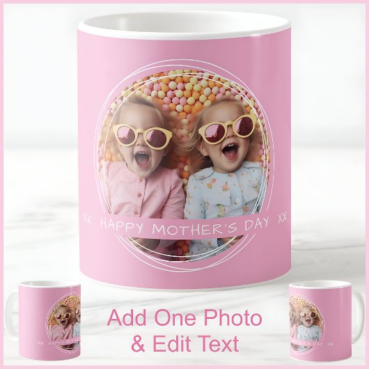 Moederdag, mama,  roze foto Custom C90 Koffiemok