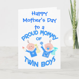 Moederdag mama van Twin Boys Wenskaart Kaart
