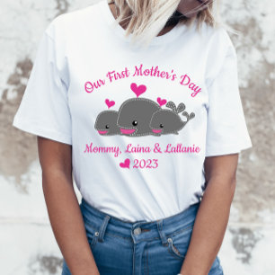 Moederdag, mama van Twin Girls Gepersonaliseerd Sh T-shirt