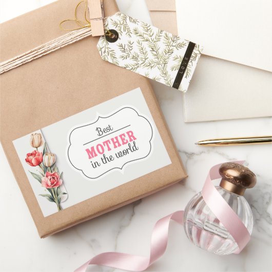 Moederdag mama waterverf tekendochter. rechthoekige sticker (Geschenken)