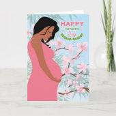 Moederdag mammie-to-be Cherry Blossom Feestdagen Kaart (Voorkant)