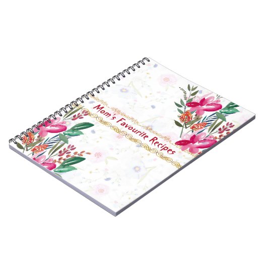 Moederdag Mams Favoriete Recepten Roze Bloem Cute Notitieboek (Linkerzijde)