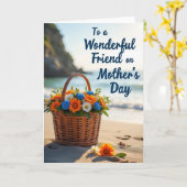 Moederdag Mandje Strand Kaart (Gele Bloem)