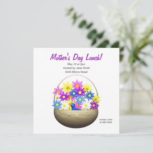 Moederdag mandje van Daisies Lunch Kaart (Staand voorkant)