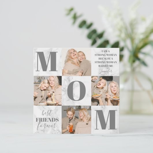Moederdag Marble Photo Collage Kaart (Staand voorkant)