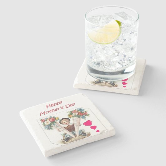 Moederdag Marble Stone Onderzetter (Zijkant)