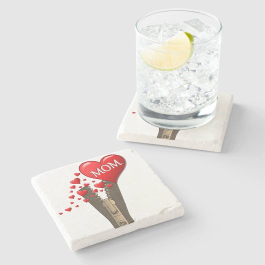 Moederdag Marble Stone Onderzetter (Zijkant)