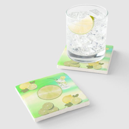 Moederdag Marble Stone Onderzetter Limoen (Zijkant)