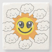 Moederdag Marble Stone Onderzetter Sun Clouds (Voorkant)