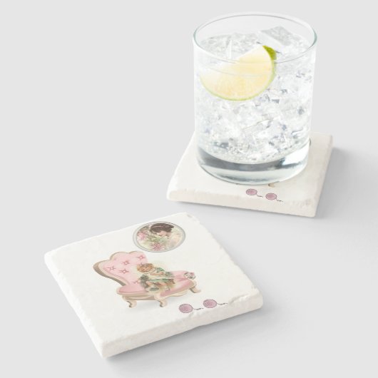 Moederdag marble Stone Onderzetter Victoriaans (Zijkant)