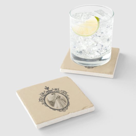 Moederdag marble Stone Onderzetter Victoriaans (Zijkant)