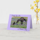 Moederdag Mare & Foal Bluebell Pasture Foto Kaart (Gele Bloem)