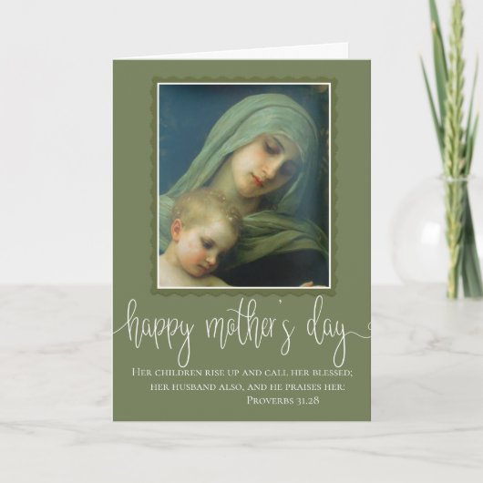 Moederdag Maria Jezus Wit Schrift Overlay Kaart (Voorkant)
