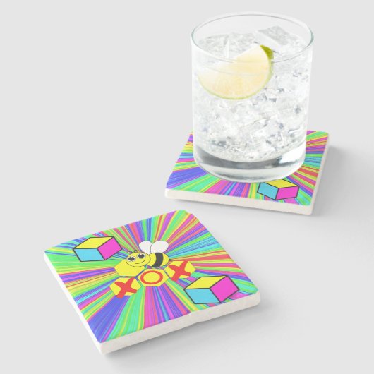 Moederdag marmer Stone Onderzetter Bee (Zijkant)