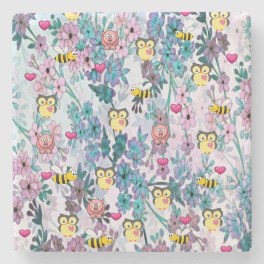 Moederdag marmer Stone Onderzetter Owl (Voorkant)