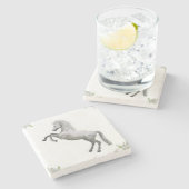 Moederdag marmer Stone Onderzetter White Horse (Zijkant)