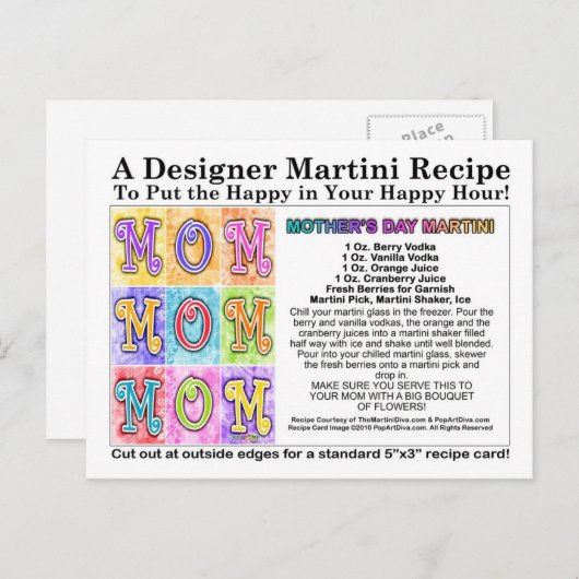 Moederdag Martini Recept Kaart Briefkaart (Voorkant / Achterkant)