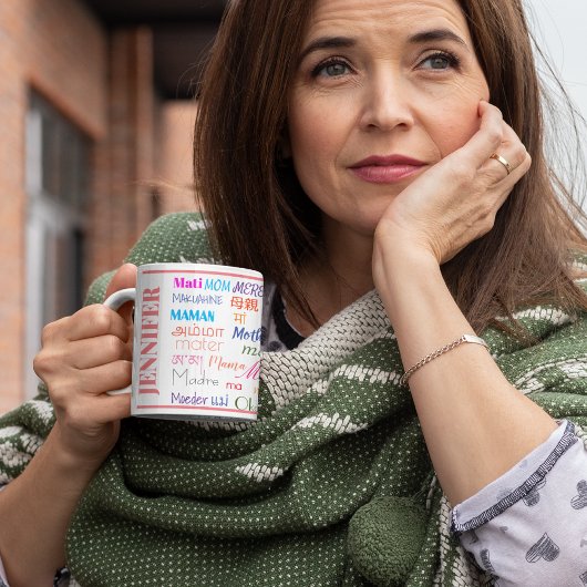 Moederdag Meertalige Mok Kleurrijke mama Koffie