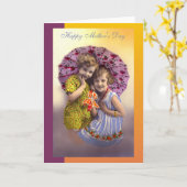 Moederdag meisjes Kaart (Gele Bloem)