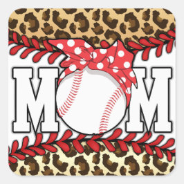 Moederdag Messy Hair Baseball Vierkante Sticker