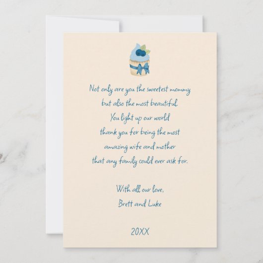 Moederdag met blauwe bosbessen Fotokaart Kaart (Achterkant)