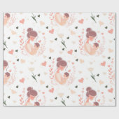 Moederdag met Bloemen en Hart Cadeaupapier (Vlak)