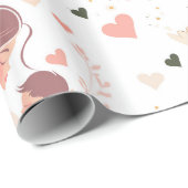 Moederdag met Bloemen en Hart Cadeaupapier (Rol Hoek)