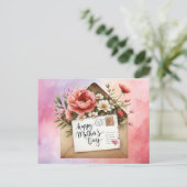 Moederdag met bloemen feestdagenkaart (Staand voorkant)