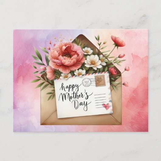 Moederdag met bloemen feestdagenkaart (Voorkant)