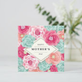 Moederdag met bloemen feestdagenkaart (Staand voorkant)