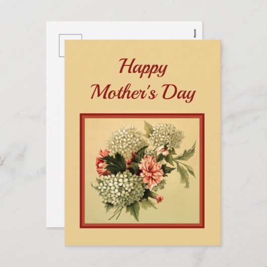 Moederdag met  bloemenboeket feestdagenkaart (Voorkant / Achterkant)