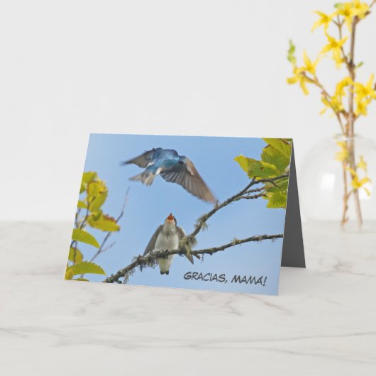 Moederdag met boomzwaluwen (Spaans) Kaart (Gele Bloem)
