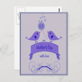 Moederdag met Briefkaart voor liefde en blauwe vog (Voorkant / Achterkant)