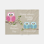 Moederdag met Cute Owls - Wie houdt van je Fleece Deken (Voorkant (Horizontaal))