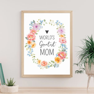 Moederdag met kleurrijke bloemenkroon voor de Best Poster