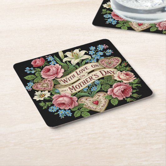 Moederdag met liefde kartonnen onderzetters (Schuin)
