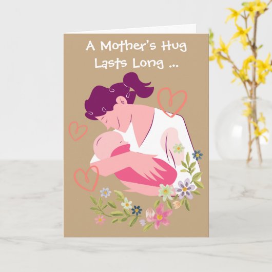 Moederdag met moeder en Baby Kaart (Gele Bloem)