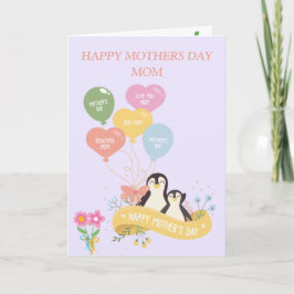 Moederdag met pinguïns kaart