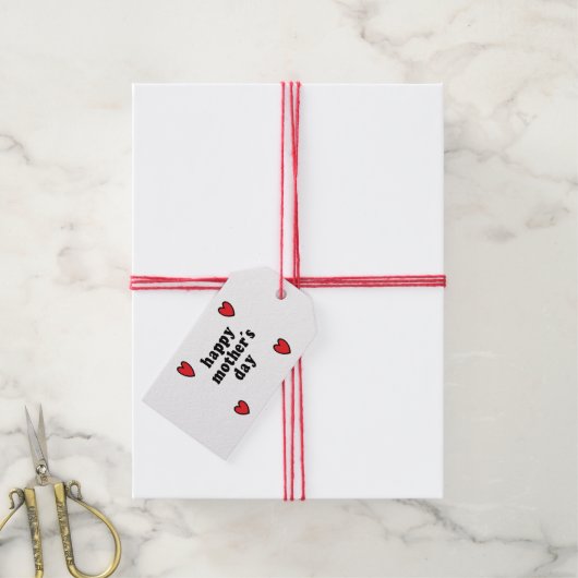 Moederdag met rode harten cadeaulabel (Met Touw)