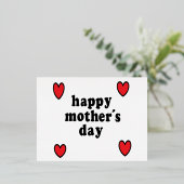 Moederdag met rode harten folie feestdagen briefkaart (Staand Voorkant)
