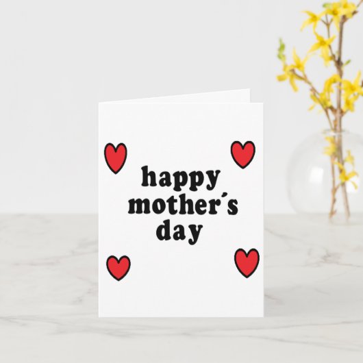 Moederdag met rode harten kaart (Gele Bloem)