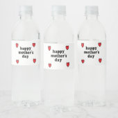 Moederdag met rode harten waterfles etiket (Flessen)