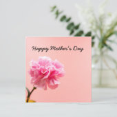 Moederdag met Roze Anjerbloemen op roze  Kaart (Staand voorkant)